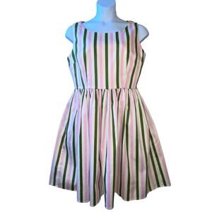 Collectif London Retro Candice Strawberry Striped Swing Dress 2XL US 14 NWOT
